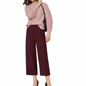 Ann Taylor Wide-leg Crop  High Rise Pants Burgundy Size 6 NEW
